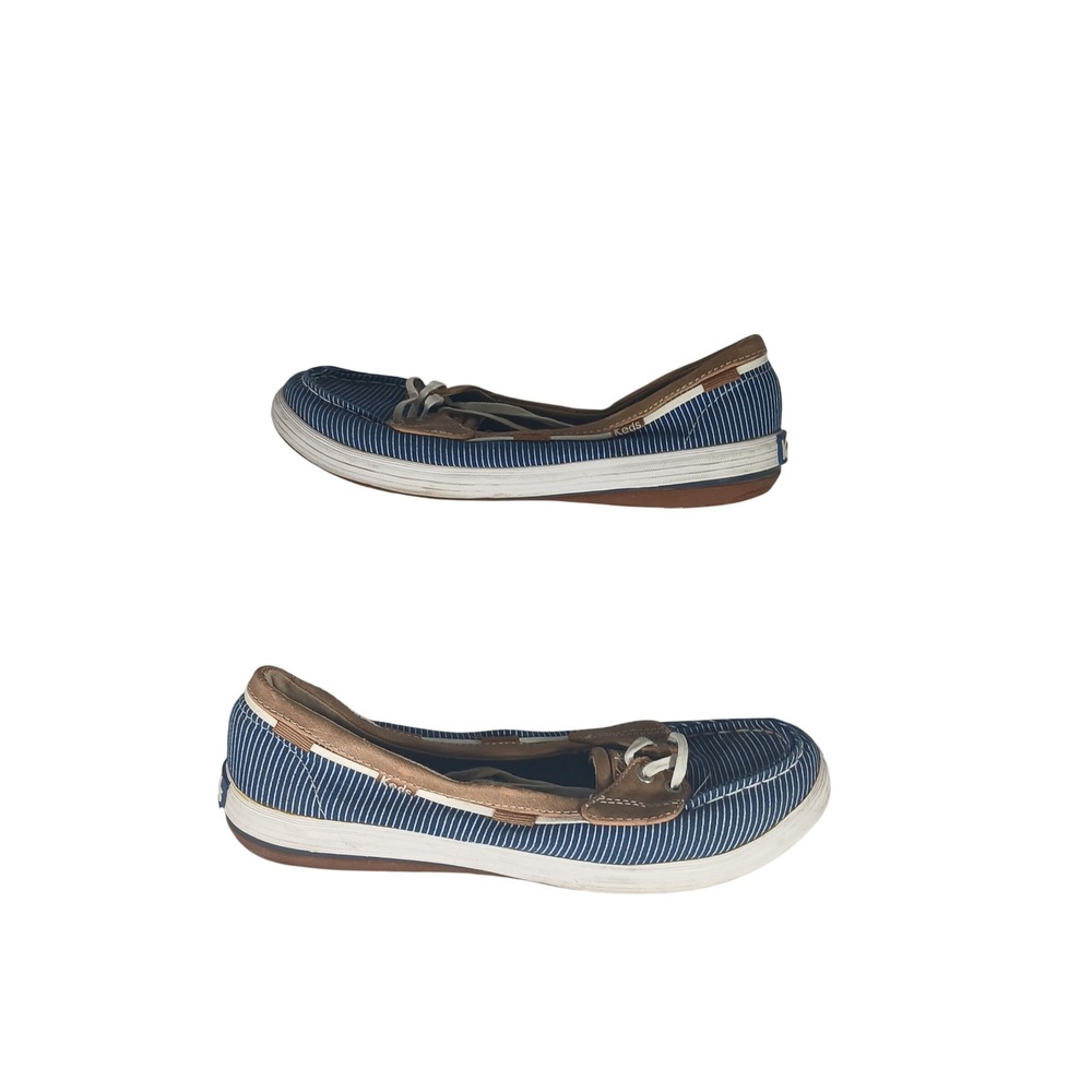 Keds Boat Shoes 6.5 Blue White Striped Nautical Preppy Ortholite Flats
